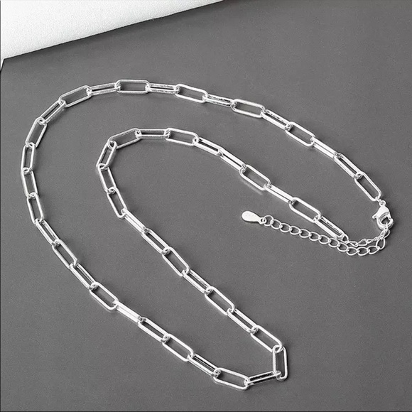 New Sterling Silver Plated Paperclip Chain Necklace - Picture 6 of 15